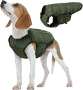 Kuoser Dog Puffer Jacket Warm Dog Coat for Small Medium Dogs, Windproof Reflective Pet Padded Vest Cold Weather Clothes Puppy Snowsuit with Hook & Loop Coats, Easy On/Off, Green M