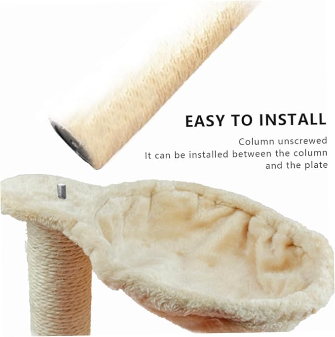 Cat Hammock 17in Dia. Spoon-Shape Large Cat Tree Hammock Soft Scratch-Proof Cat Tree Replacement Parts Washable Cat Tree Attachments Beige Cat Tree Hammock