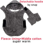 Fleece Dog Hoodie for Large Dogs Super Warm Doggie Jacket for Cold Winter Dog Coats,Grey XXXL