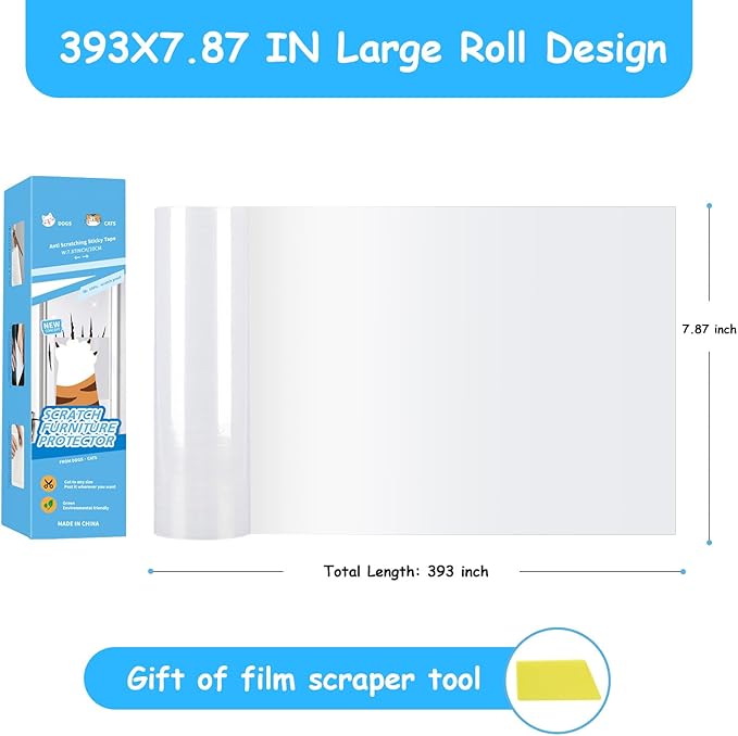 Door Scratch Protector Door Dog Scratch Protector Dog Scratch Door Guard Pet Scratch Door Protector Couch Protector from Cat Claws Clear(7.9inch×393.7inch)