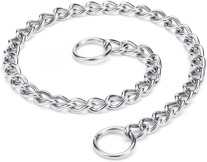 Mogoko Stainless Steel Dog Choke Chain Collar, Puppy Metal P Chain Slip Collar Pet Training Walking Choker(3.5mm;22.0 Inch)