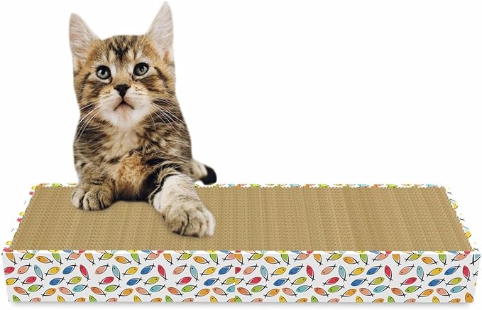 Indipets Two Pieces Extra Wide Cat Scratching Pads, Two Pieces of Large Cardboard Scratchers, Reversible Cat Scratcher