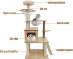55'' Tall Cat Tree, Modern Cat Tree Tower for Indoor Cats, 5-Tier Cat Climbing Tower with Space Capsules Hammock, Scratching Post and Staircase for Small Large Cats, Cat Condo