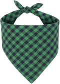 Dog Bandanas 1 Pack; Cotton Linen Green Bandana Plaid for Large Dogs; Soft Breathable Dog Accessories; Dog Apparel & Accessories