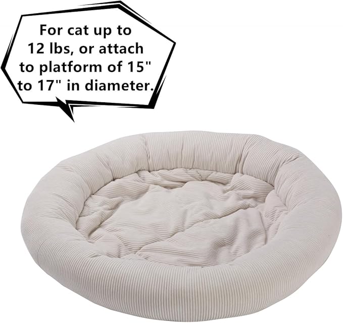 SHENGOCASE Round Cat Tree Tower Accessories Replacement Parts, Round Donut Cuddler Cat Dog Cushion Bed Add-ons for Plaform Perch Shelves (16")
