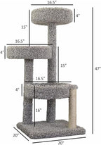 Cat Tree Tower, Multi-Level Climbing Post for Indoor Cats - 26" x 24" x 46"