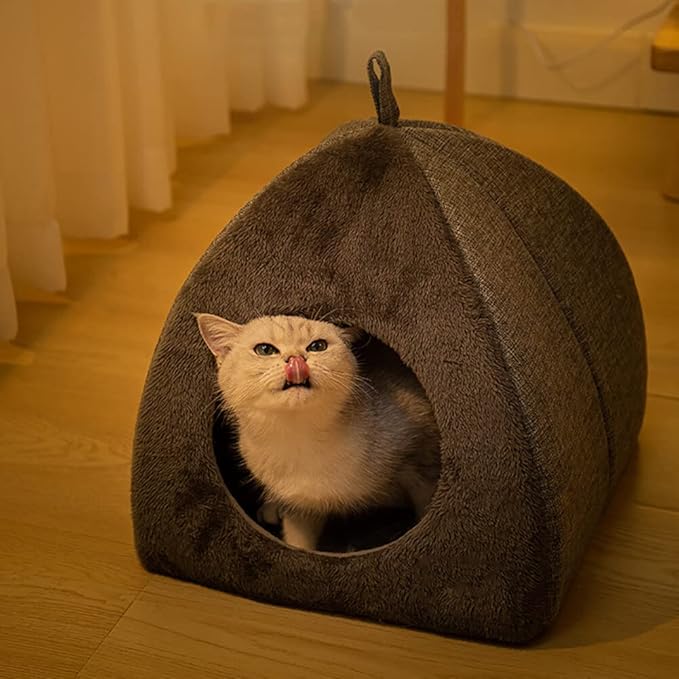 Cat House - Cat Bed for Indoor Cats Cute Triangle Cat's Nest Soft and Comfortable Cat's Nest with Antiskid Bottom for Cats Small Dogs Indoor and Outdoor
