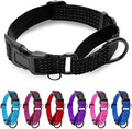Martingale Dog Collar, Reflective No Pull Training Collar with Quick Release Buckle, Adjustable Heavy Duty Nylon Choker Collars for Small Medium Large Dogs(S,Black)