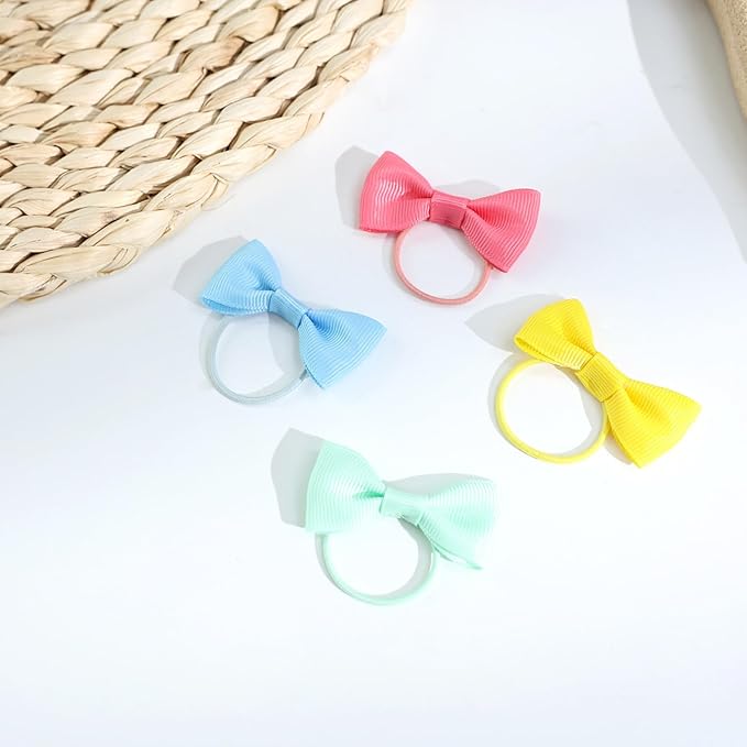 40PCS (20 Pairs) Dog Hair Bows with Rubber Bands, Puppy Dog Bows for Small Size Dog Girls, Mix Colors Dog Hair Ties, Dog Hair Accessories Girl for Daily Use Birthday(Type A)