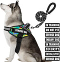 Service Dog Vest Harness and Leash Set, Animire in Training Dog Harness with 10 Dog Patches, Reflective Dog Leash with Soft Handle for Small, Medium, Large, and Extra-Large Dogs (Multi-Colored,XL)