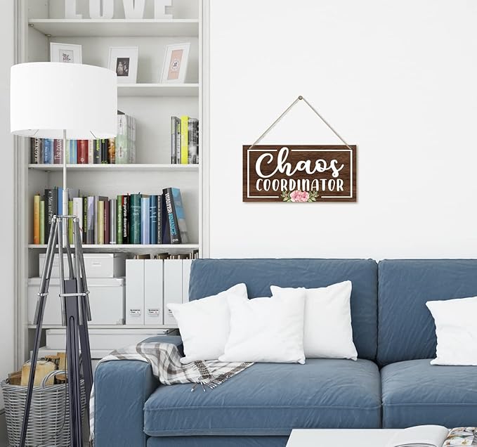 Easy Vibe Wood Decor Sign, Chaos Coordinator, Hanging Printed Wooden Plaque Décor, Creative Wood Sign, Sweet Home Decoration Wall Sign, Print Artwork for Classroom Office Hostel Wall Décor 12x6 inch