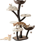 59In Modern Flower Cat Tree with Scratching Posts Handwoven Baskets Cat Tower Baskets Dtachable Cute Climb Frame Beds for Large & Multi-Cat Homes