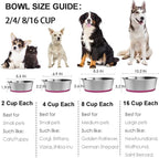 Deep Stainless Steel Non-Skid Dog and Food Bowls, Each Holds Up to 8 Cups, Set of 2 Packs(8.5 x 2.6 Inches)