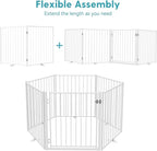 No Pawblems Free Standing Dog Gate, 36'' Tall Foldable Dog Fence for Indoor & Outdoor, Up to 52 Inch Extra Wide Puppy Gate for Stairs, Hallways, Doorways, Deck, Yard (White, 2 Panels)