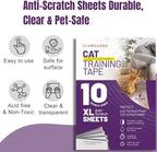 CLAWGUARD Cat Training Tape Sheets – 10 XL (17x11.5 in) Double-Sided Anti Scratch Shields – Cat Scratch Furniture Protector for Sofa, Couch & Surfaces