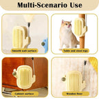 3-in-1 Cat Self Groomer Brush – Wall Corner Cat Scratch Pad with Catnip Ball & Feather Toy, Cactus-Style Wall Brush for Indoor Cats, Cats Massager & Face Scratchers for Fur Pets