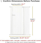 Lumizone Extra Tall Cat Gate 55.12" High Pressure Mounted Extra Wide 2025 New (17 Sizes) 1.37" Gap No Drilling Auto-Close One-Handed Operation Tall Pet Gate for Dogs(White, 55.12" H x 38.39"-42.51" W)