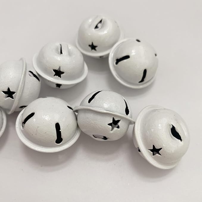 50 Pieces Small Bells for Crafts, 1 Inch Jingle Bells Little Bells for Crafting Dog Training Doorbell Cat Collar Christmas Tree Wedding Decorations (White)