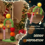 VINGLI 29IN Christmas Cat Tree Tower with Sisal Scratcher Balls, Holiday Cat Scratching Post with Candy Cane Pole & Dangling Ball Toy, Cute Indoor Cat Tree for Kittens & Adult Cats