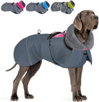 SlowTon Dog Winter Coat, Windproof 3 Layers Thick Warm Fleece Lining Dog Jacket for Cold Weather, Reflective Dogs Apparel with Leash Opening for Medium Large Dogs(Fuchsia,3XL)