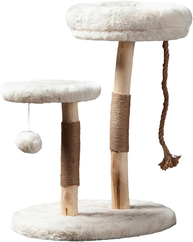 Habitat Haven The Oasis Cat Tree - Luxury Cat Condo, Modern Indoor Tower with Faux Fur Bed, Scratching Posts, and Toy for Cats, 23.5-Inch Width x 18-Inch Depth x 28.5-Inch Height