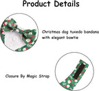 Adjustable Green Santa Christmas Dog Tuxedo Bandana with Bow Tie - Holiday Pet Outfit Costume for Dogs XS to XL