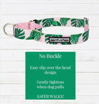 Lucky Love Dog Martingale Dog Collar - Adjustable, No-Slip, Comfortable, Durable, Soft Webbing & Stylish Patterned Collar for Male and Female Dogs Ideal for Training & Walking - Laguna, Medium