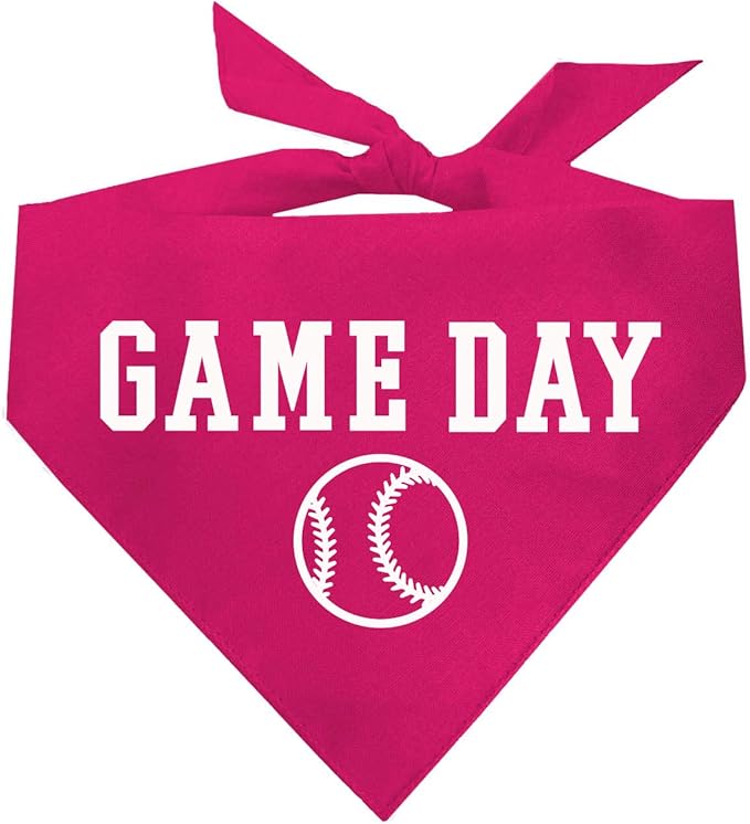 Game Day Dog Bandana | 100% Cotton Adjustable Triangle | Made in USA | Baseball| Sports | Biggest Fan | Game Day | Hot Pink, One Size (1054)