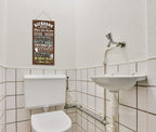 HALUOSI Humorous Wooden Bathroom Sign, 12 x 6 inches, Brown, Rustic Style, Wall Mount
