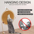 Personalized Cat Scratcher Mat, Customized with Name Text Natural Cotton Rope Round Horizontal Cat Scratching Pads with Ball Toy, Cat Furniture Protector for Wall, Couch, Carpets, Sofa (Brown)