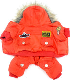 ZUNEA Padded Waterproof Small Dog Winter Jumpsuit Pet Puppy Jacket Coat Fleece Warm Snowsuit Airman Chihuahua Yorkie Outfits Clothes Apparel Red XS