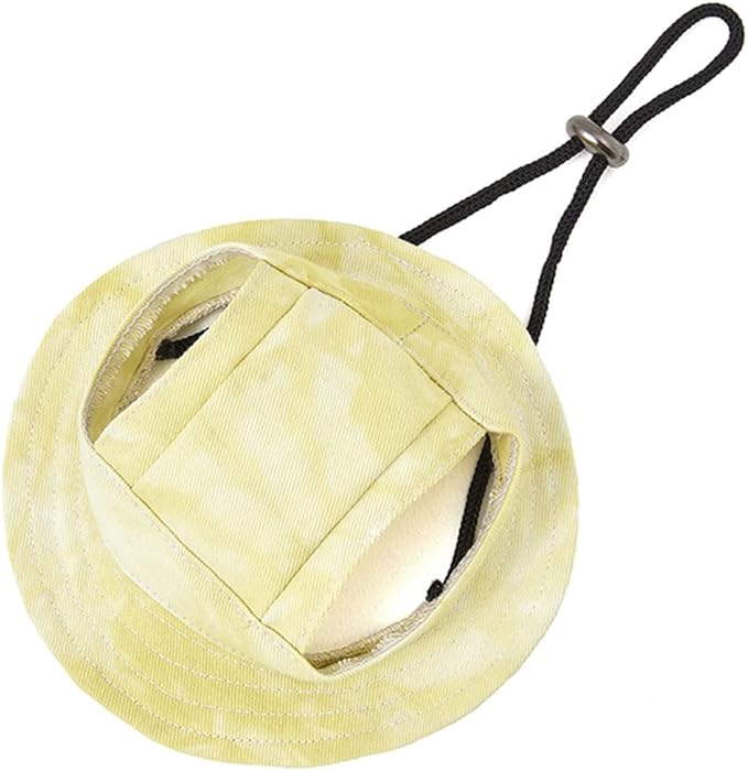 Round Brim Princess Hat Visor Hat Pet Dog Mesh Porous Sun Hat with Ear Holes for Small, Extra Small Dog Teddy, Pug, Chihuahua, Shih Tzu, Yorkshire Terriers, Papillon T-Yellow M