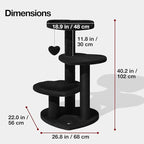 VETRESKA Cat Tree for Indoor Cats, Multi Level Cat Tower with Cat Scratching Post, Cute Cat Climbing Tree with Dangling Toy for Cats（Black）