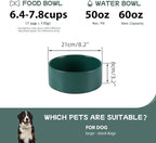 Non-Slip 8.2inch Ceramic Dog Food and Water Bowl for Large Breed Dogs, Pet Bowl for Replacement (Single Bowl, Green)