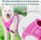 BARKBAY Dog Harness No Pull Oxford with ID Tag Pocket - Heavy Duty, Reflective, Easy Control for Large Dogs(Pink Oxford,M)