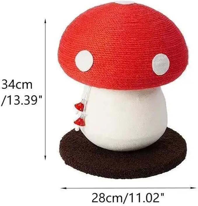 Mushroom Cat Climbing Frame, Sisal Scratch Column with Standing Scratch Board & Sisal Ball Cat Tree(Toy)