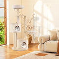 60" Tall Wood Cat Tree Tower with 2 Condos & Top Perch, Cat Tree for Indoor Cats Large Adult, Modern Cat Tree Tower for Large Cats with Sisal Scratching Posts
