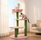 Cat Tree for Large Cats, Modern Senior Friendly 40'' Cat Tower with Wide Shelves, Scratching Posts, Super Sturdy Base, Cozy Perches, and Interactive Toys for Indoor Kittens (Pink)