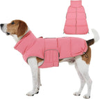 FUAMEY Dog Puffer Jacket for Medium Dogs,Dog Cold Weather Coats Winter Dogs Down Jackets Waterproof Pet Snowsuits Warm Puppy Winter Vest Turtleneck Pets Adjustable Jackets Coats Pink M