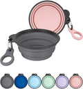 Aonkey Collapsible Dog Bowls with Bottle Carrier, 2 Pack Travel Dog Water Bowl Upgraded Carabiner, One-Piece Molded Rim No Fall Off or Crack, Foldable Silicone Portable for Pets Walking Hiking 37oz