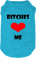 Dog Clothes Puppy T Shirt Vest Soft and Light-Weight for Small Large Dogs with 'Bitches Love ME' Slogan Prining Pet Apparel(Medium,BC-Blue01)