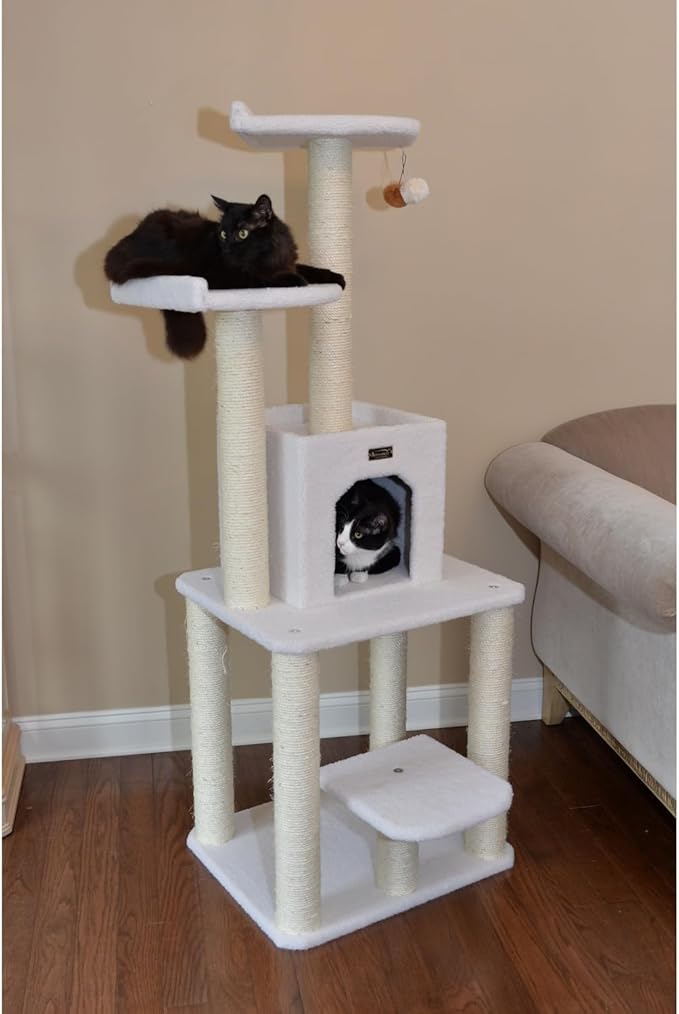 Cat Tree - Beauty, 5-Level Condo & Perches, Ivory, 28"x27"x62"