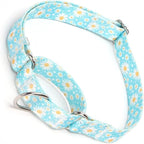 Light-Blue Martingale Collars for Dogs, Daisy Print No-Slip Escape Proof Choke No Pull Soft Nylon Training Dog Collars for Small Medium Large Breed Pet Dogs, M