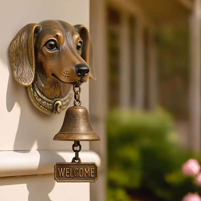 Christmas German Shepherd Welcome Bell – Retro Dog & Witch-Themed Doorbell – Decorative Cast Iron Hanging Bell with Brass Chime – Rustic Farmhouse Wall Décor–Halloween (Boxer Dog)