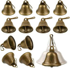 Craft Bells 12 Pcs Small Brass Bells for Crafts, Vintage Bronze Hanging Jingle Bells with Spring Hooks for Wind Chimes, Dog Training Doorbell, Mission Project, Wedding, Christmas, Easter & Home Decor