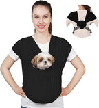 Supet Dog Sling Carrier for Small Pets, Hands Free Cat Sling, Reducing Back Neck Pain Anti-Anxiety Puppy Front, Adjustable Soft Dog Carrying (Black-2, Regular 0-9 Lbs)