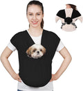 Supet Dog Sling Carrier for Small Pets, Hands Free Cat Sling, Reducing Back Neck Pain Anti-Anxiety Puppy Front, Adjustable Soft Dog Carrying (Black-2, Plus 7-15 Lbs)