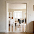 Lumizone Extra Tall Cat Gate 55.12" High Pressure Mounted Extra Wide 2025 New (17 Sizes) 1.37" Gap No Drilling Auto-Close One-Handed Operation Tall Pet Gate for Dogs(White, 55.12" H x 29.92"-59.44" W)