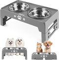 Elevated Dog Bowls for Small Dogs and Cats, Non-Slip Cat Bowls with 2 Thick 5.5" Stainless Steel Dishes, Dog Feeder 2 Heights Adjustable to 2.6"-5.3"