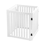 WELLAND Wooden Freestanding Pet Gate, 4 Panel 24 Inch Step Over Fence, Expands Up to 80" Wide, Foldable Indoor Dog Gate Puppy Safety Fence, White